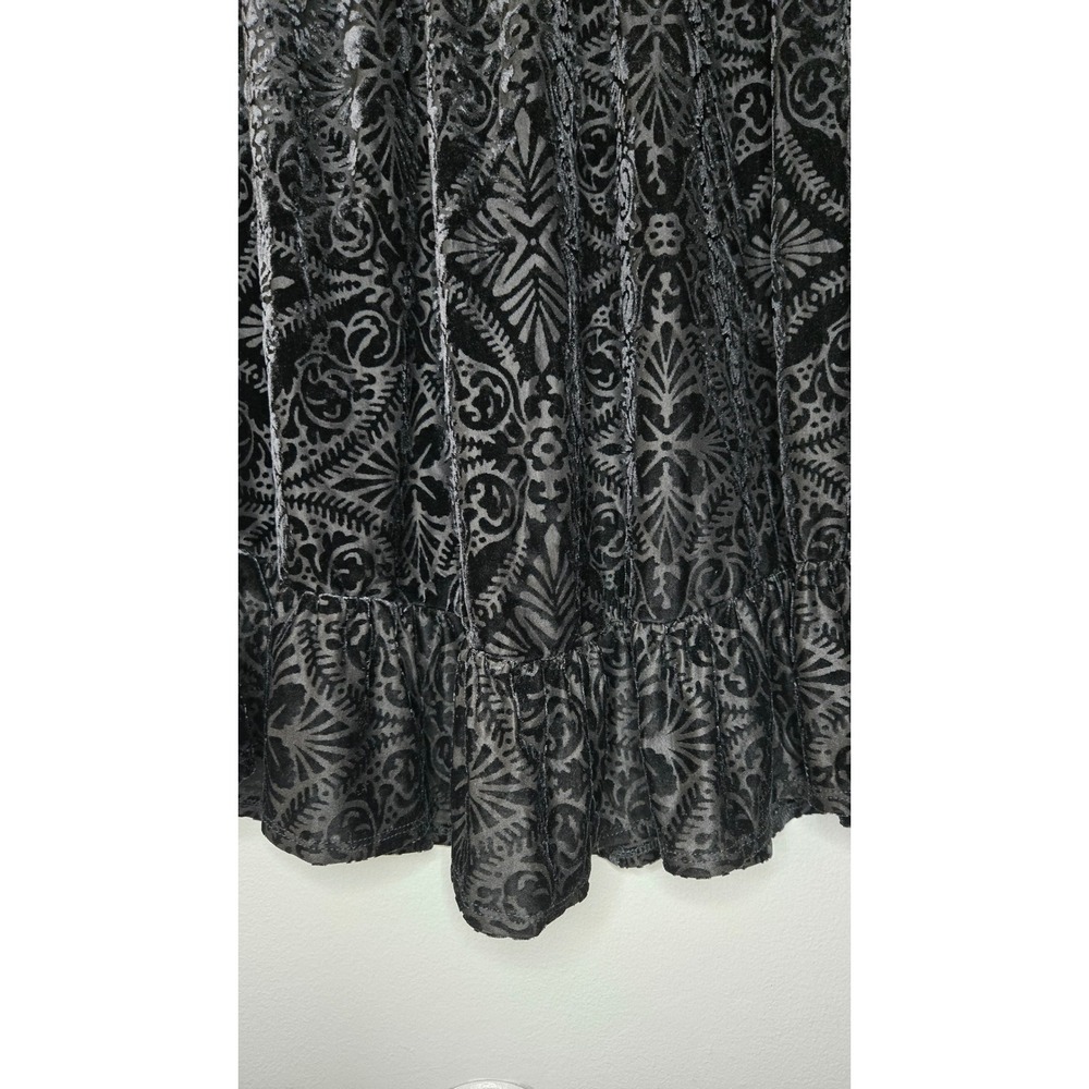 Black Velvet Burnout Blouse XL Gothic Whimsigoth Stevie Nicks Boho - Picture 7 of 7